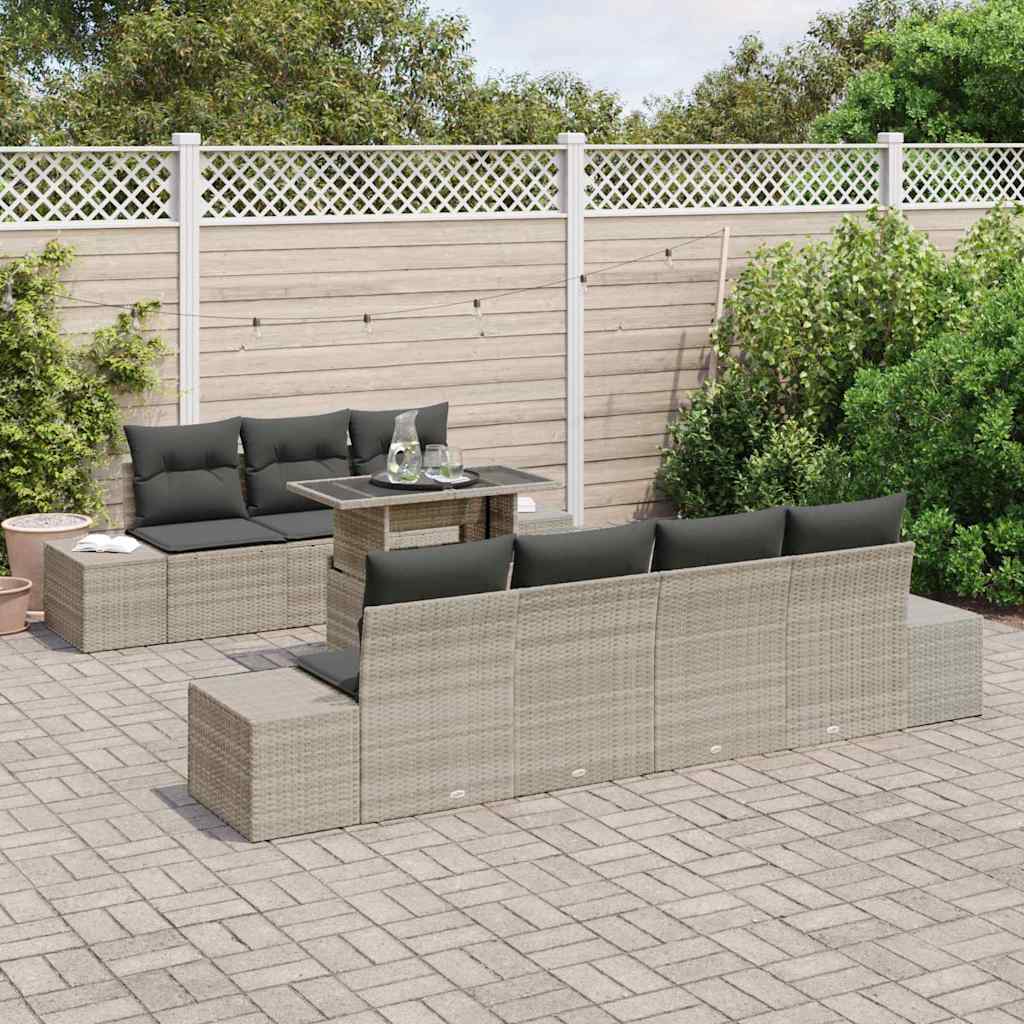 Garten-Sofa-Set 8 pcs Hellgrau und Dunkelgrau 100 x 55 x 73 cm